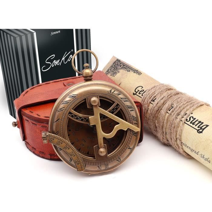 Boussole Nautique Marine En Laiton Avec Cadran Solaire – Reproduction, Style Royal Navy