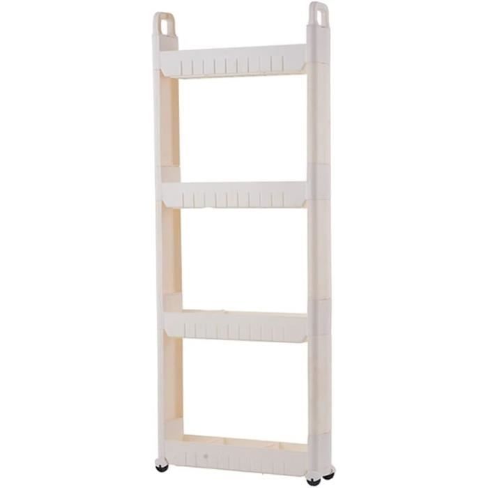 Chariot De Cuisine Chef Vida à 4 Niveaux, Paniers De Rangement, Tiroir, Pin, Blanc Et Noir, 81 X