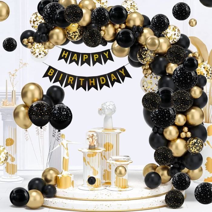 Chaud Rose Et Noir Anniversaire Ballons Décorations De Fête, Les