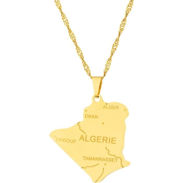 Pendentif Carte De L'Algérie - 22mm - Plaqué Or Laminé - Unisexe - Neuf Avec étiquettes