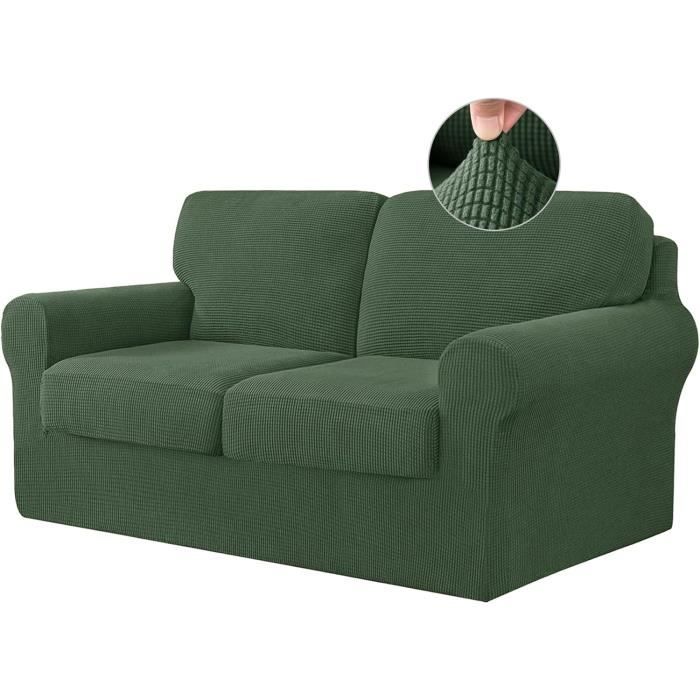 Housse De Canapé 2 Places - ZEAICOS - Vert Bleu - Imperméable - Extensible - Déhoussable - Maison