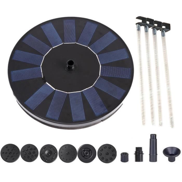Pompe Solaire Pour Fontaine 6W 9V - Avec Panneau Réglable, Débit 240L/h, Pour Bassin, Aquarium Ou Bain D'oiseaux