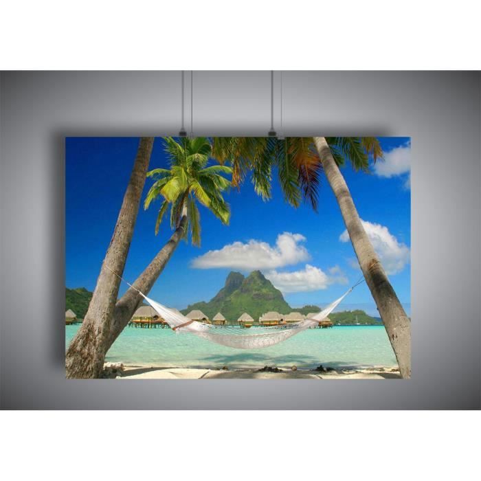 Plages Plage Hamac Mer Palmier Sable Poster 70x50cm