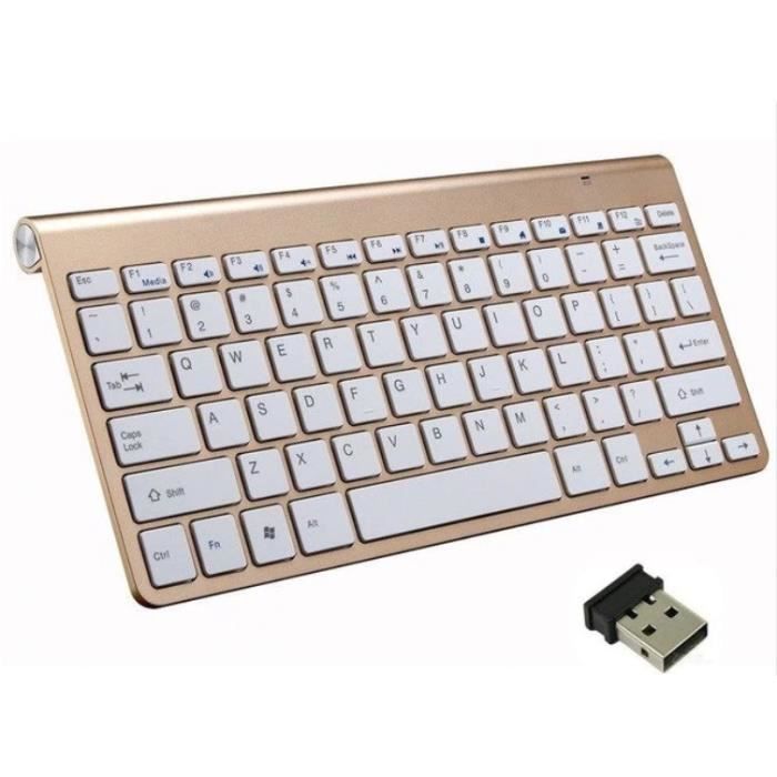 Clavier Sans Fil Metal pour Mac et PC USB QWERTY Piles (OR) - Cdiscount  Informatique