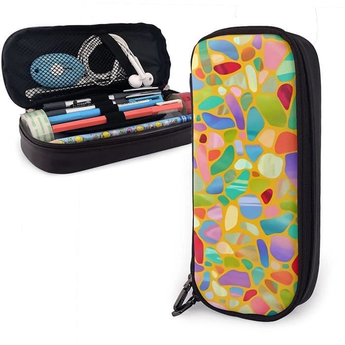 AUEFUDQ 4x Étui Clé Voiture En Cuir PU - Porte-Clés Glissant - Grande Capacité 5-8 Clés - Imperméable