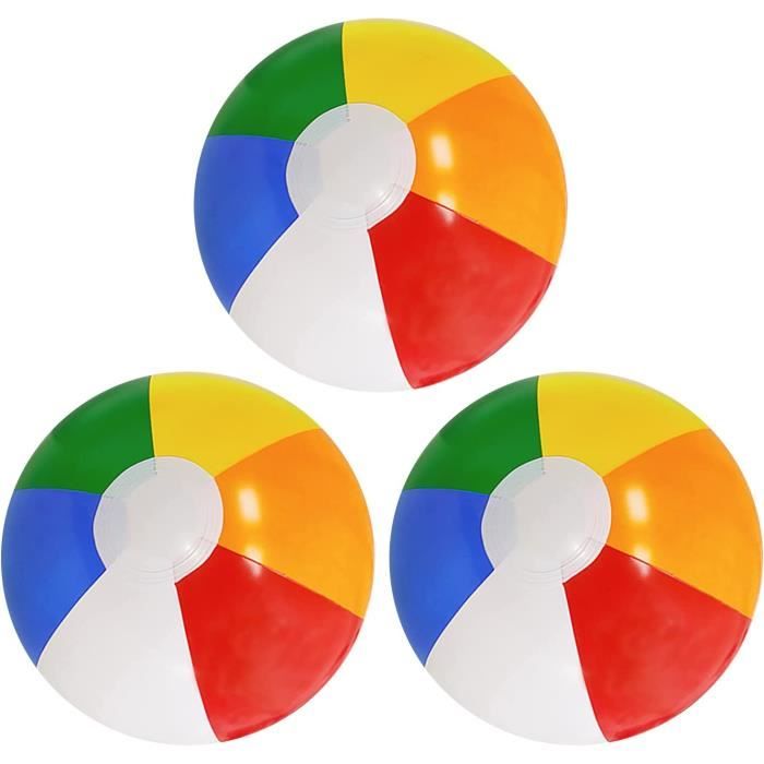 2 Ballons De Plage/piscine Gonflables - Design Arc-en-ciel & Football - PVC Antidérapant - Diamètre 36 Cm