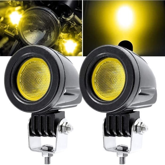 Phares additionnels LED jaune pour moto et scooter 12v 24v