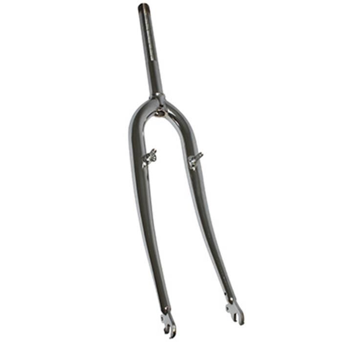 FOURCHE VTT 26'' RIGIDE CINTREE ACIER CHROME AVEC TASSEAUX PIVOT FILETE 22,2mm - 1\