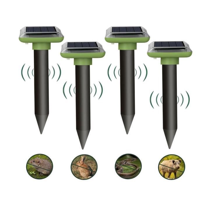 Repulsif Taupe Ultrason Solaire 4-Pack - Anti Taupe Jardin 700m², Étanche, Pour Campagnols, Souris Et Rongeurs