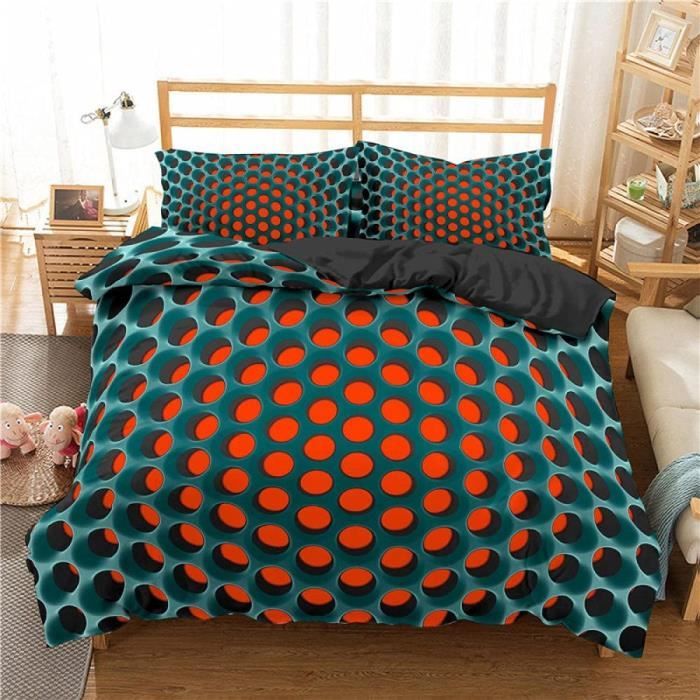 Couette 140x200 Cm Motifs Plumes - Microfibre Douce Et Respirante - 4 Saisons - Lavable Sans Housse - Avec 2 Taies D'oreiller 65x65 Cm