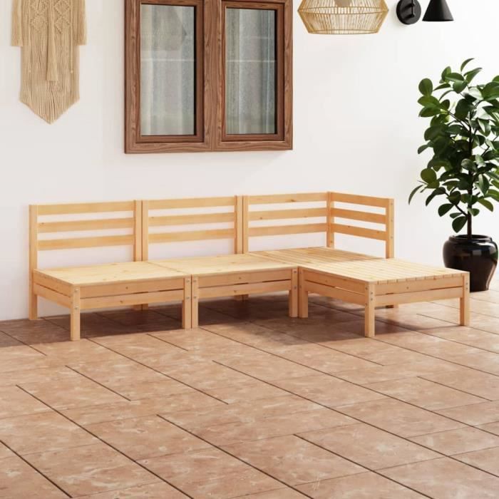 633 ®Buy NEU Salon de jardin 4 pcs TOP Ensemble repas de jardin Mobilier de jardin Bois de pin massif NEW 63 5 x 63 5 x 62 5 cm