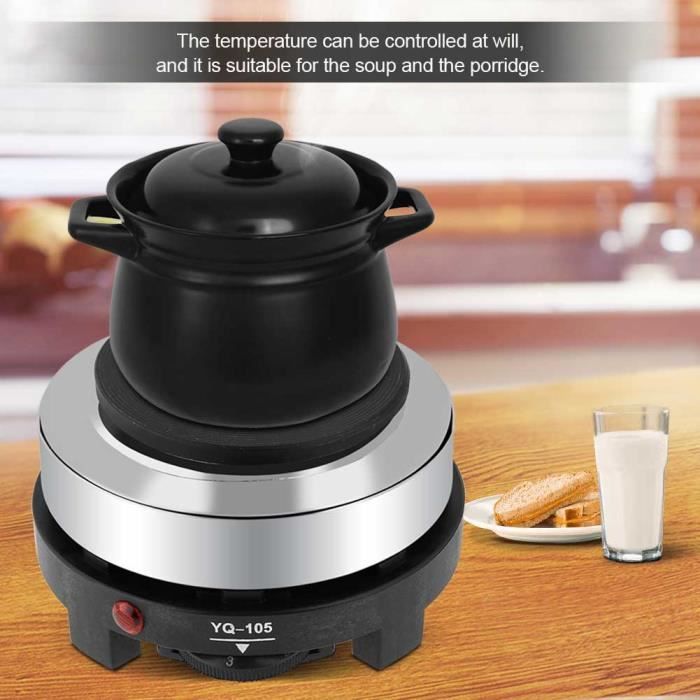 Plaque Infrarouge Sans Rayonnement Mini Poêle Électrique Ronde 220V Portable – Plaque Chauffante Compacte 360° Pour Soupe, Porridge, Café, Blanc