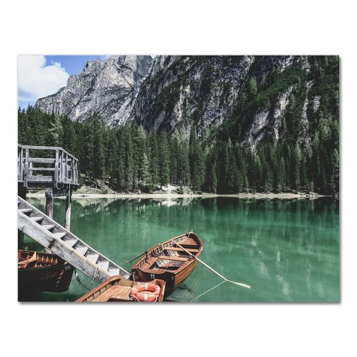 Toile D'art Mural Paysage Montagne Lac - Impression Giclée Sur Canvas Encadrée