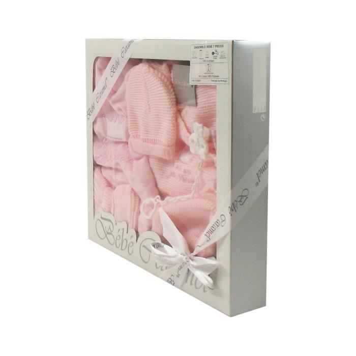 Coffret Naissance Ensemble Brassière 4 Pièces 0-3 Mois Blanc Bleu Motif Nounours - Fruit De Ma Passion