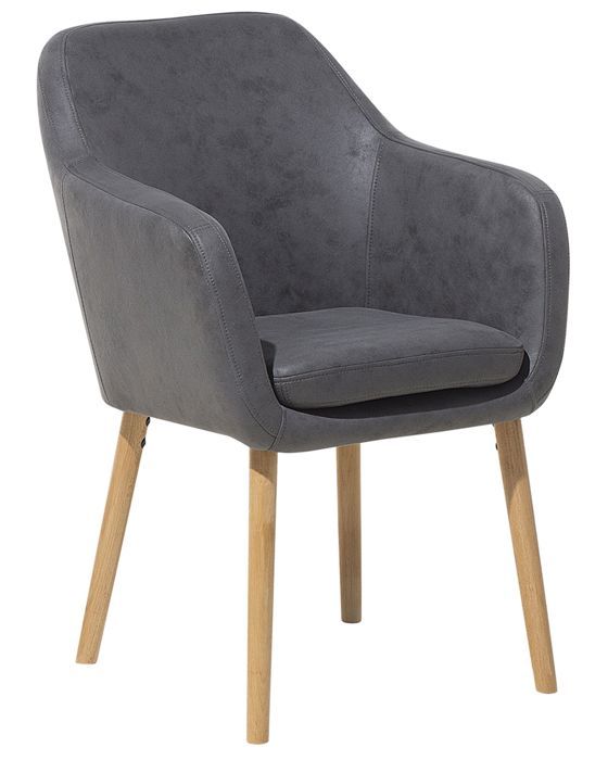 Chaise avec accoudoirs en cuir PU gris YORKVILLE