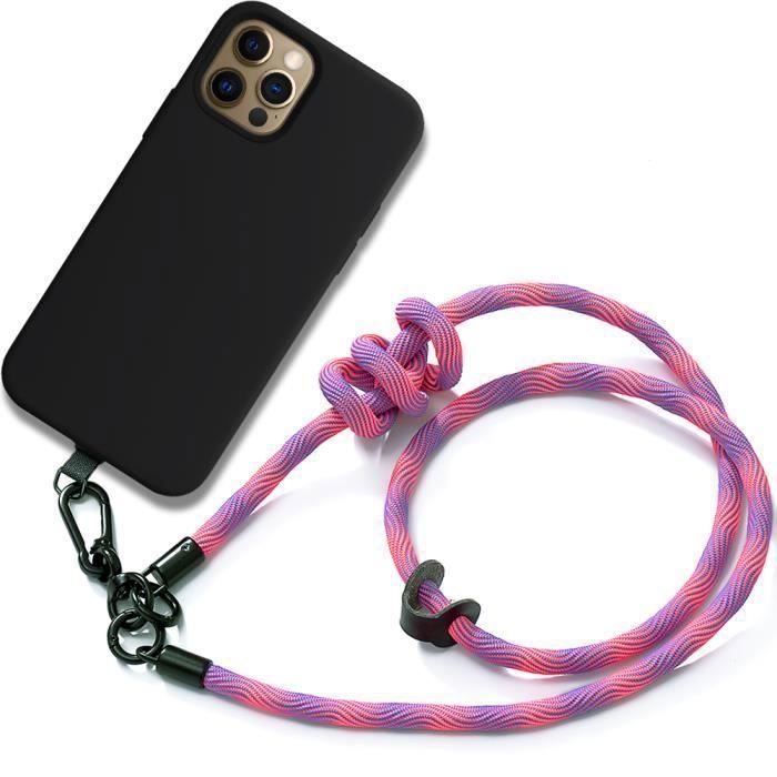 Coque IPhone 12 Pro Max Avec Support Ventouse Et Cordon - Silicone Souple Anti-chocs, Rose Rouge - Mains Libres - 6