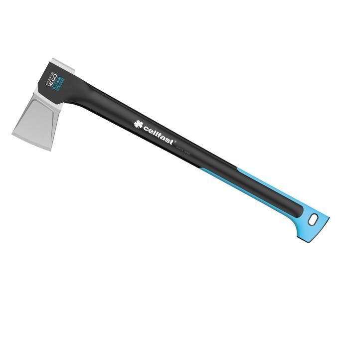 Cellfast Hache Universelle U1600 ENERGO™, Acier Trempé De Haute Qualité, SAFETOUCH™ Surface Antidérapante, 61,5cm, 1,6 Kg, 41-003