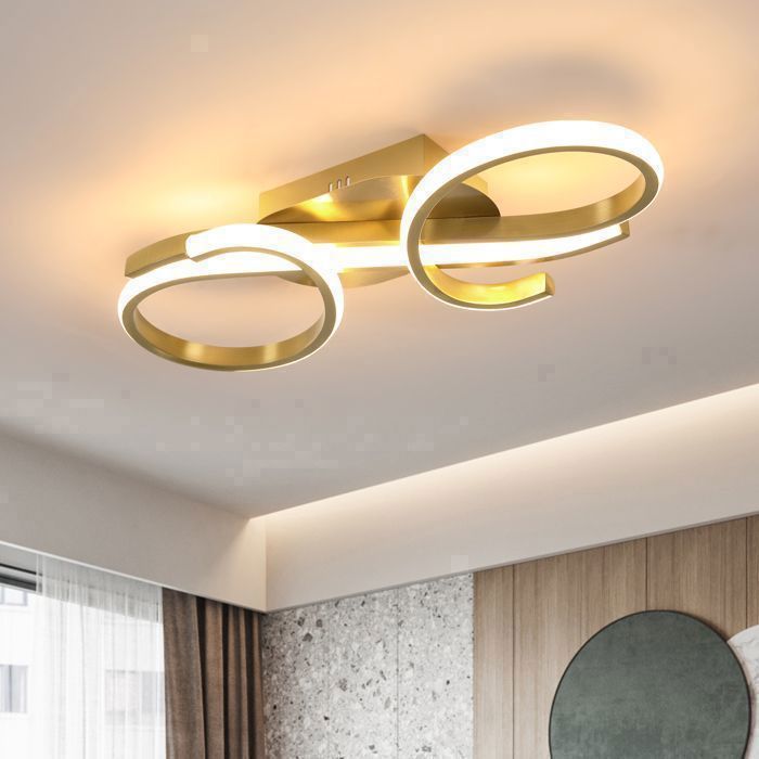DELIPOP Plafonnier LED Lustre – Design Moderne Or – 36W 3000K – Luminaire de Plafond pour Salon Chambre Cuisine Salle à Manger