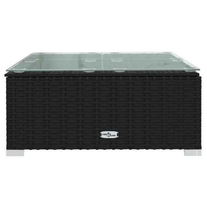 Table de basse de jardin Noir 60x60x30 cm Résine tressée verre Cdiscount Jardin