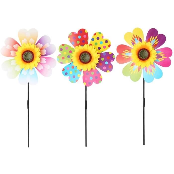 4 Moulins à Vent Jardin Enfant - Animaux Mignons (Abeille, Coccinelle...) - Déco Extérieur