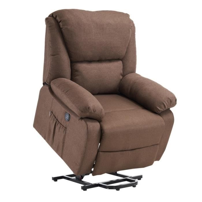 ecode fauteuil relax inclinable et releveur stelvio, inclinaison électrique à 160º, chauffage, vibration, 2 usb, a++, marron