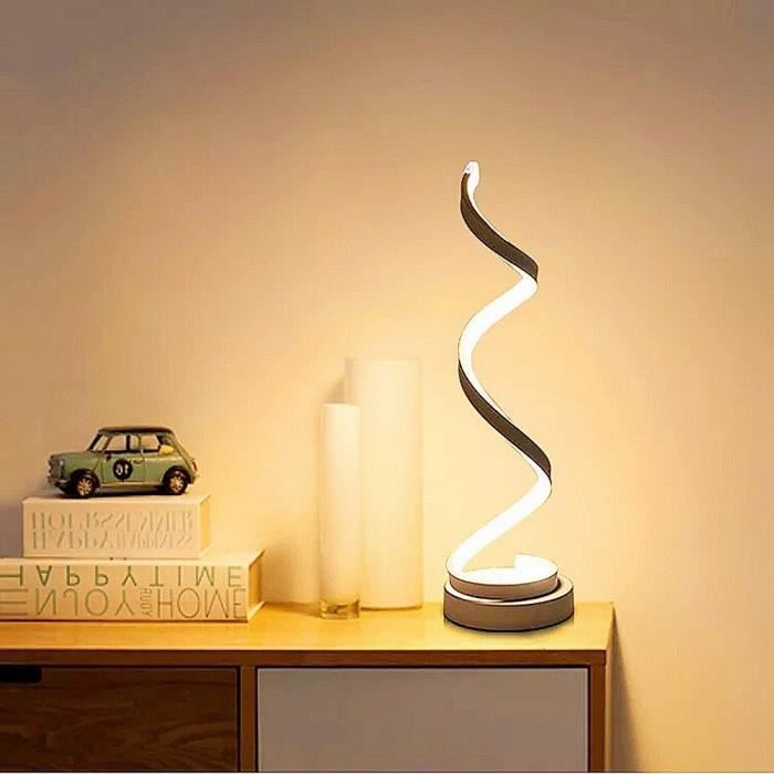 Elinkume Lampe De Bureau Spirale Led 12w Design Argente