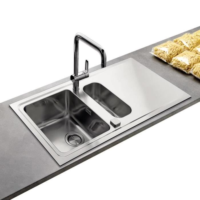 Evier Inox Lisse Ewi Figgi 1 Bac 1 2 1 Egouttoir Achat Vente
