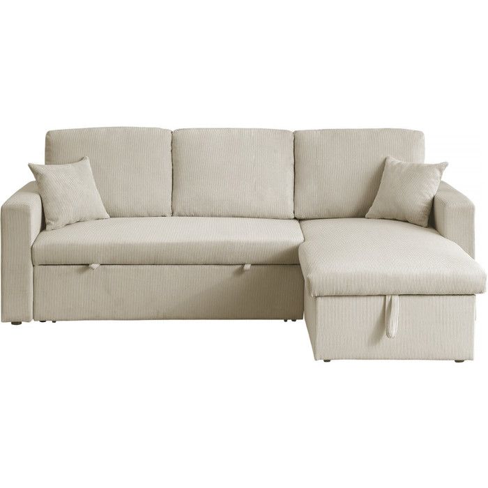 Canapé dangle convertible en velours côtelé Alain - 3 places - Beige Canapé dangle convertible en velours côtelé Alain - 3 places - Beige