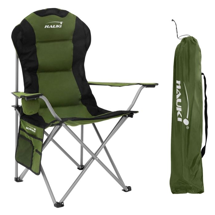 ALPHA CAMP Chaise De Camping Pliante Taille XXL Pour Adultes, Chaise De Camping Robuste Avec Sac De Transport Portable Et Porte-gobelet (Bleu Foncé