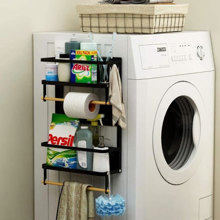 Étagère Magnétique Frigo Blanche - Lot De 2 Avec Crochets, Rangement épices Et Ustensiles De Cuisine
