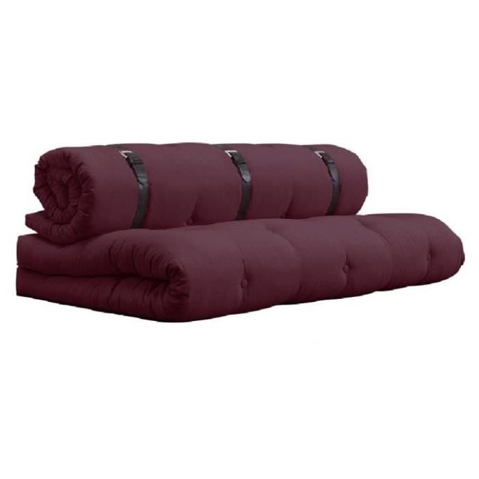 canape futon standard convertible buckle-up sofa couleur bordeaux bordeaux tissu inside75