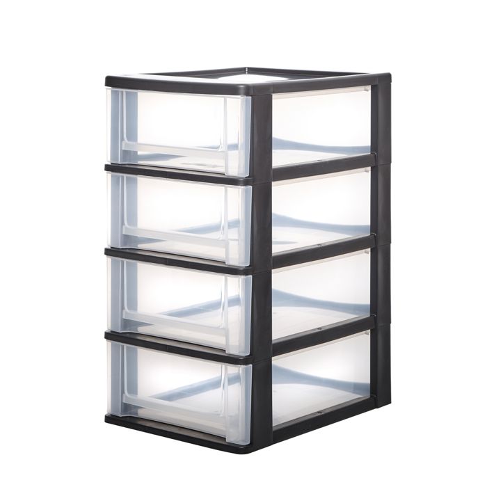 Tour Rangement Iris Ohyama 3 Tiroirs - Format A4/A5/A6 - Noir Sans BPA