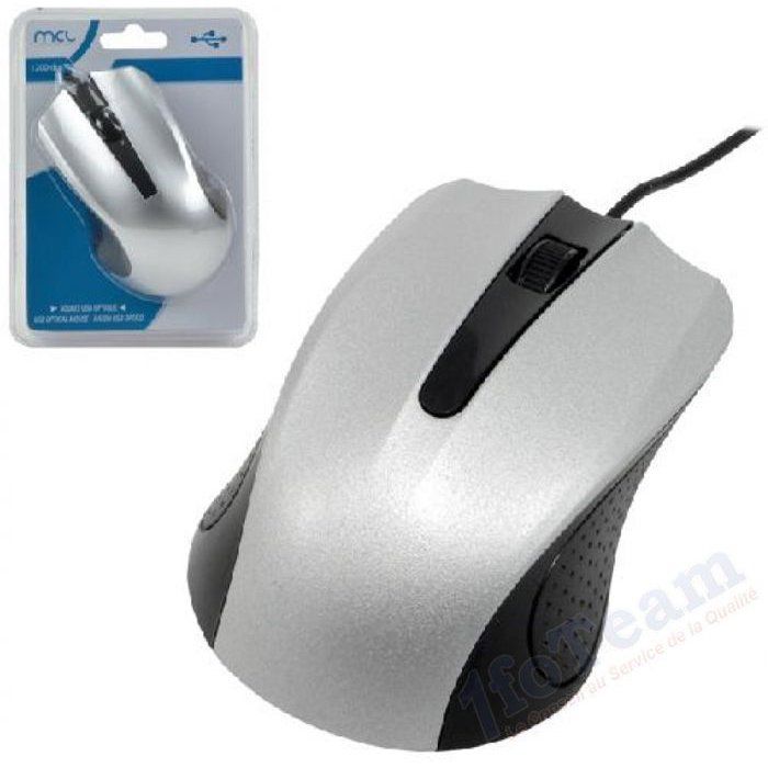 Souris optique filaire USB - MCL Samar - Noir/Argenté