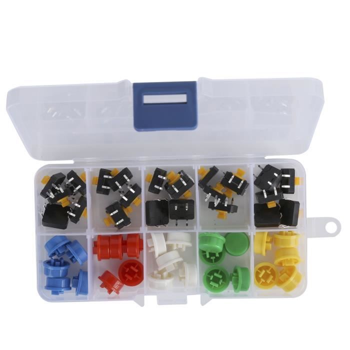 Petits Appareils 25 Micro-interrupteurs OTOTEC Avec Capuchons - Parfaits Pour Bricolage électronique, Auto Et Camping-car Capuchons Protection Noir