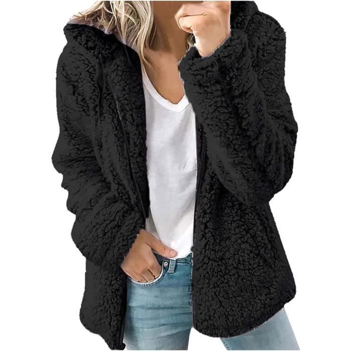 BLOUSON Veste Polaire Femme Chaude Manteau Capuche En Peluche