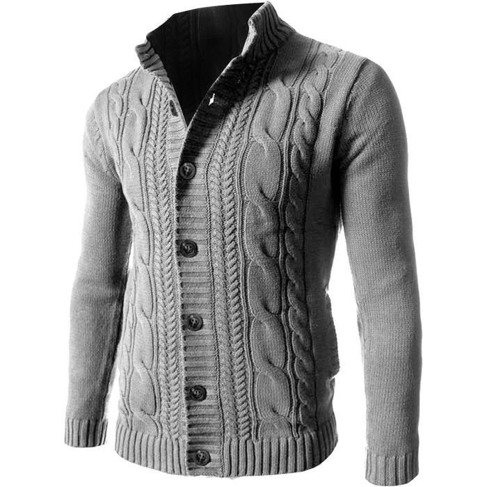 Pull Homme Best Montana - Maille Torsadée Acrylique - Gris Taille L (FR48) - Occasion Très Bon état