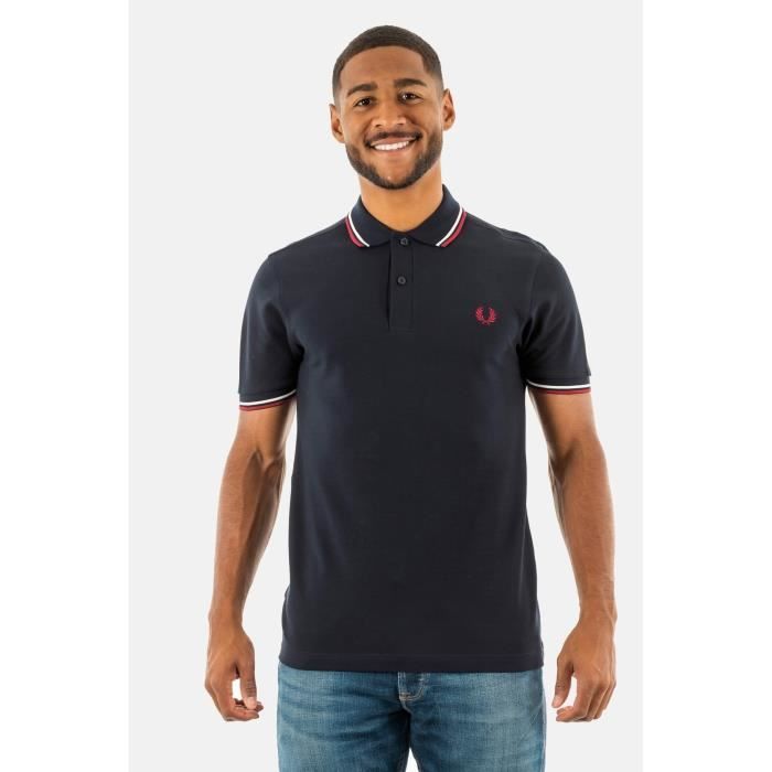 Polo Fred Perry MM3600 T55 Bleu Homme Slim Manches courtes