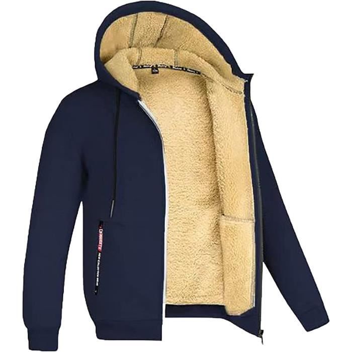 Sweat à Capuche Homme Double Zip - Veste Polaire Chaude Avec Poches - Style Décontracté Sport - 8