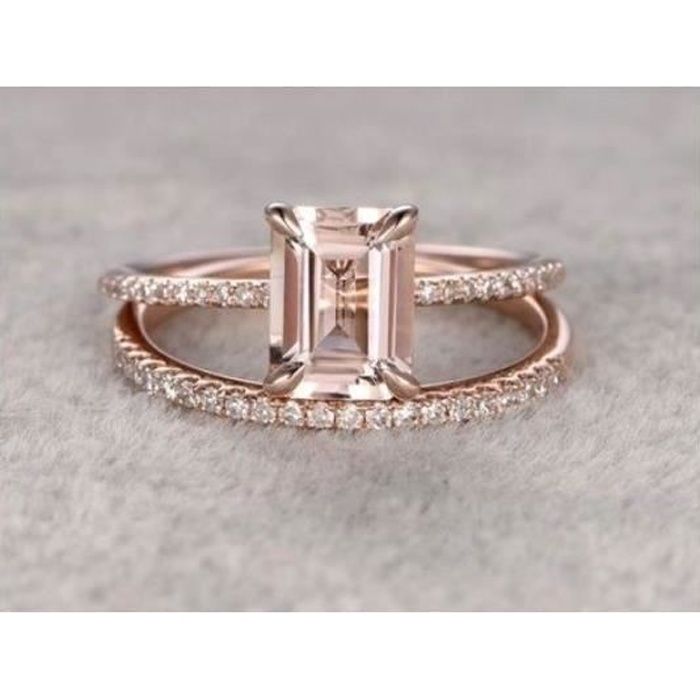 Magnifique 18k Rose Gold Pierres Naturelles Morganite Mariage
