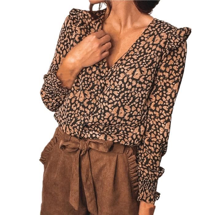 Blouse nouée à imprimé léopard Proenza Schouler en coloris Marron Femme Vêtements Tops Chemisiers 