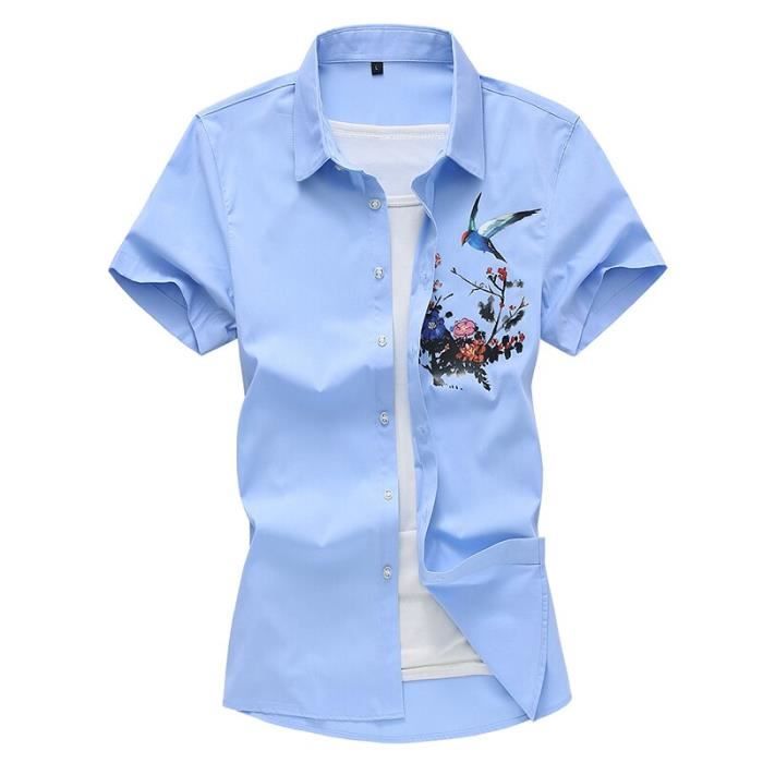 T-shirt Homme Grand Format Manches Courtes Décontracté Coton Imprimé Floral - Taille 2XL à 8XL