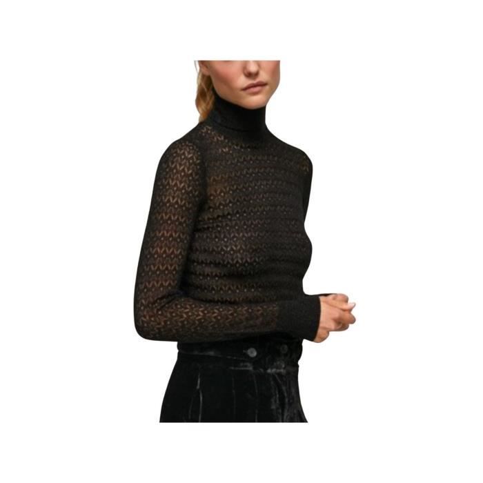 Pull col roulé moulant PEPE JEANS BERGEIN Noir Femme Col roulé Noir Cdiscount Prêtà