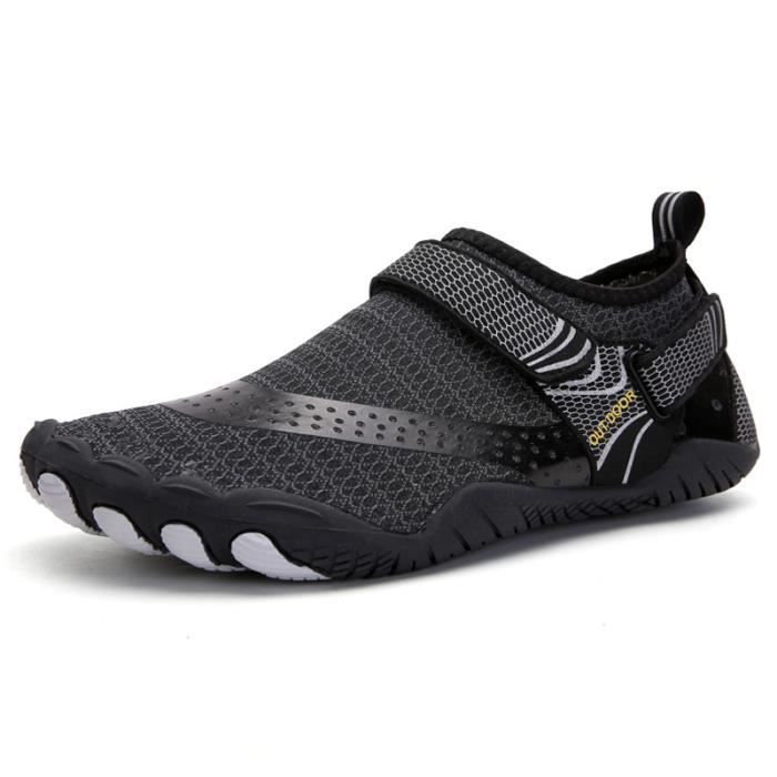 Chaussures De Bain Homme/Femme - Chaussures Aquatiques Plage Surf Pieds Nus - Séchage Rapide, Noir Taille 46