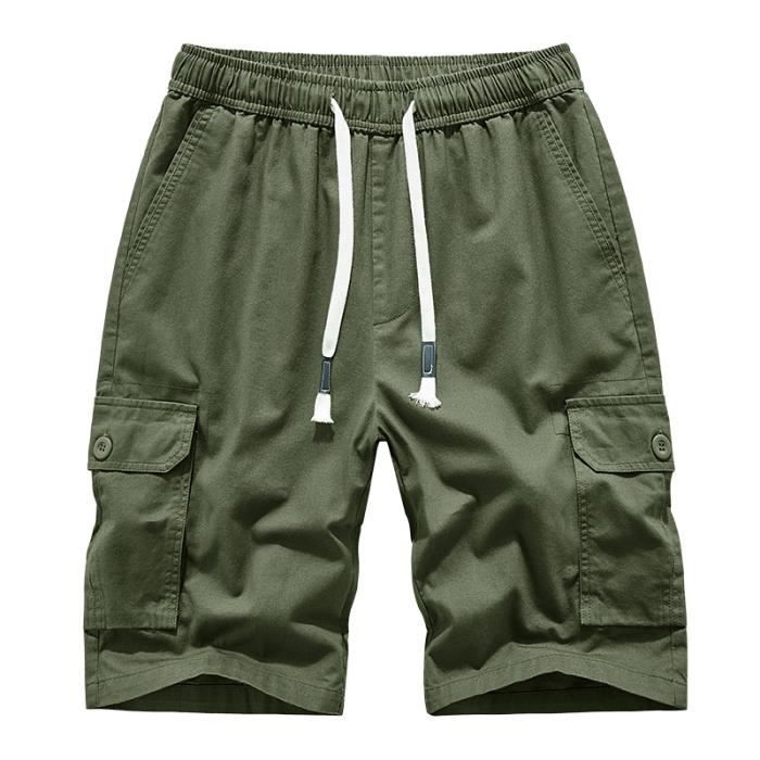 Short Homme Marque Luxe Sport decontractes en coton de grande taille et de haute qualite Vert Dark Vert dark Cdiscount Pret a Porter