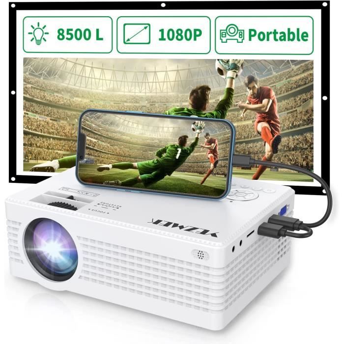 Rétroprojecteur Portable, 9500 Lumen avec 150 000 Heures Vidéoprojecteur  1080P Natif Full HD, Supporte 4K 350 Domicile/Professionnel pour