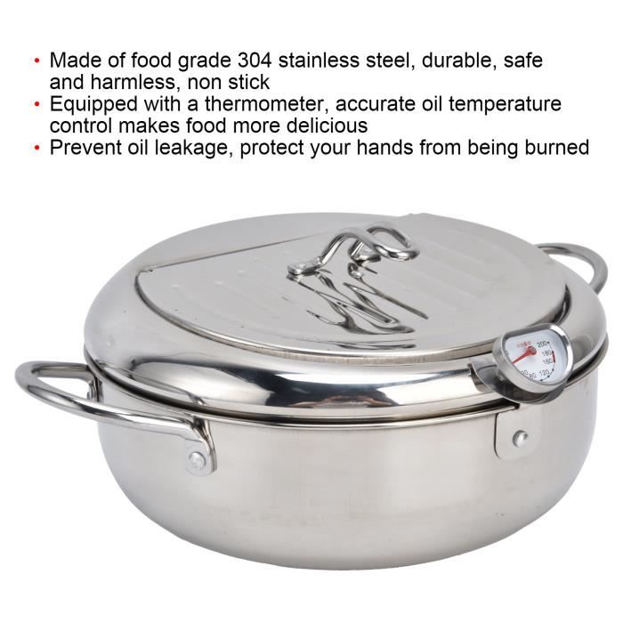 Pot De Friteuse 5.5L Inox 304 Avec Panier Et Thermomètre - Cuiseur Tempura Asperges Induction
