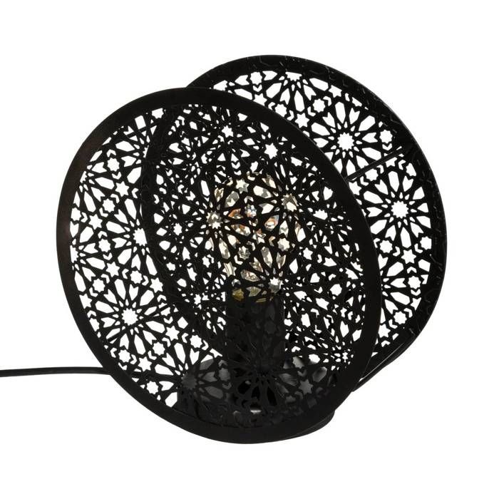 Atmosphera Cr&eacute;ateur d'int&eacute;rieur - Lampe &agrave; Poser Ronde Lonzo 22cm Noir
