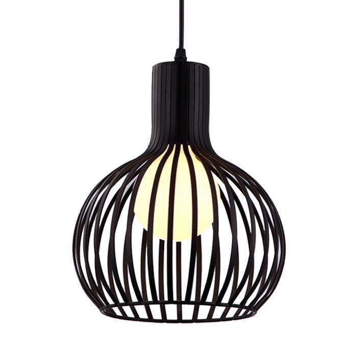 Lustre Suspension industrielle Cage Luminaire E27 Noir - Ø20 x 26cm