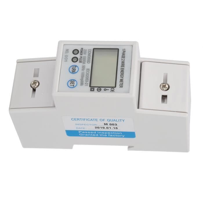 Compteur D'énergie Monophasé DDM15SD - Affichage LCD KWh Pour Rail DIN 5-80A