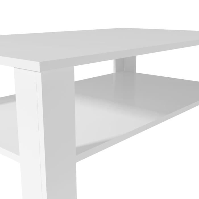 table basse en aggloméré - qqmora - lex - blanc mat - rectangulaire - avec étagère inférieure